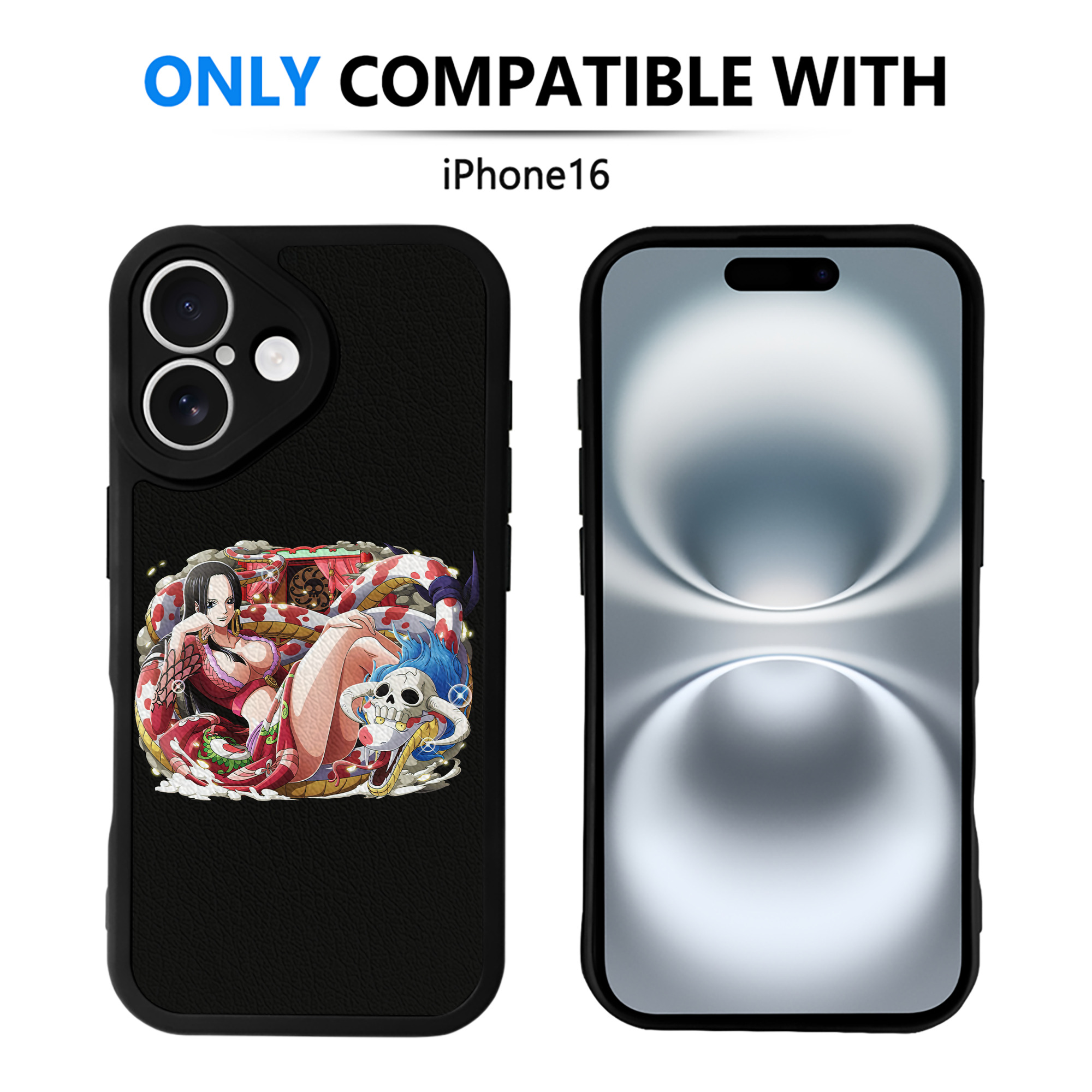 （画像用） ワンピース ボア・ハンコック ONE PIECE Boa·Hancock 【iPhone 16シリーズ対応】シリコンスマホケース（レザー調） 材質：シリコン